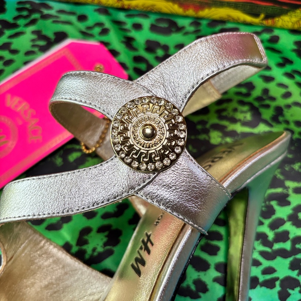 Versace for H&M Silver Heels with Ornate Embellishment
